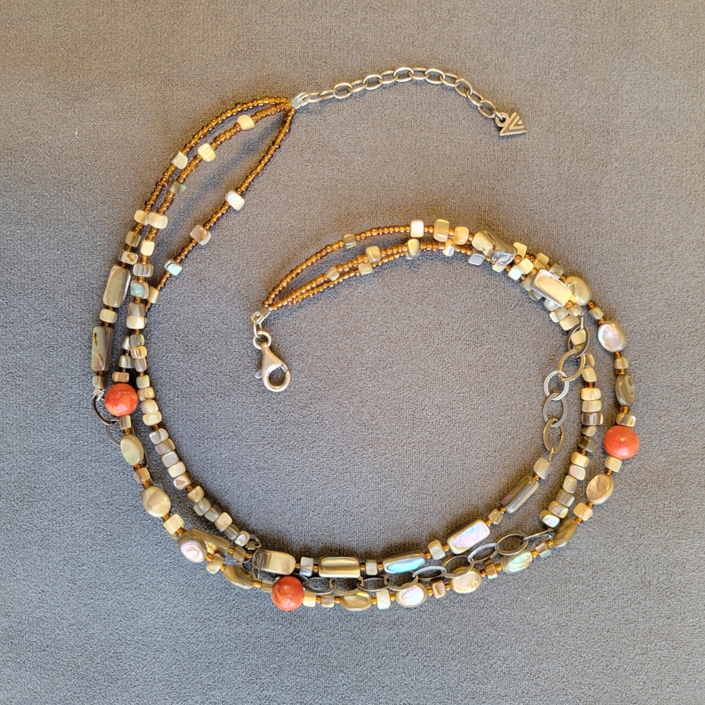 Silpada Coral & Abalone Necklace